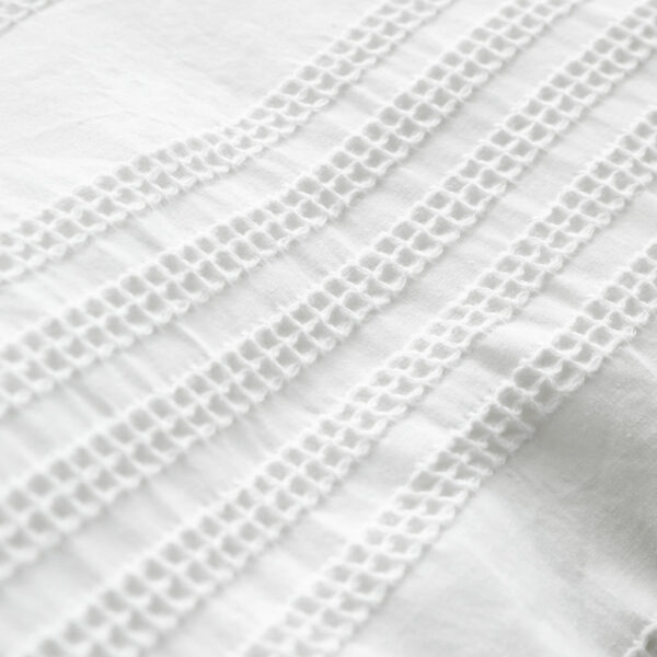 Waffle Cotton Stripe Bedding White Bianca Detail