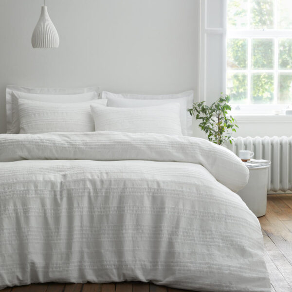 Waffle Cotton Stripe Bedding White Bianca Main Image