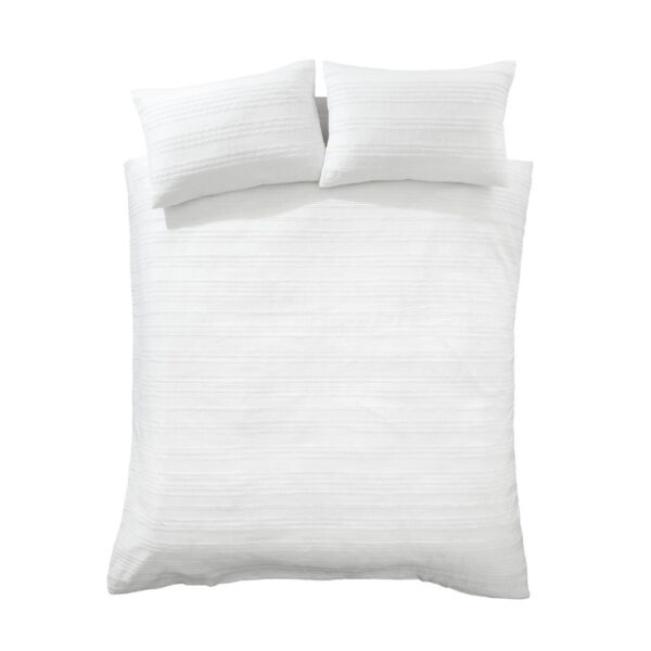 Waffle Cotton Stripe Bedding White Bianca Overhead