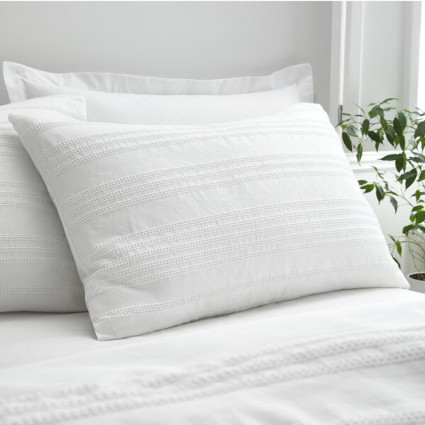 Waffle Cotton Stripe Bedding White Bianca Pillowcase