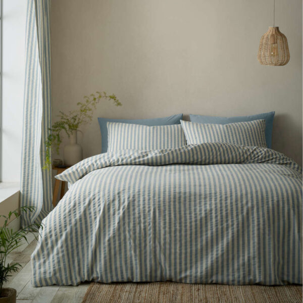 Woven Stripe Blue Bedding Main Image