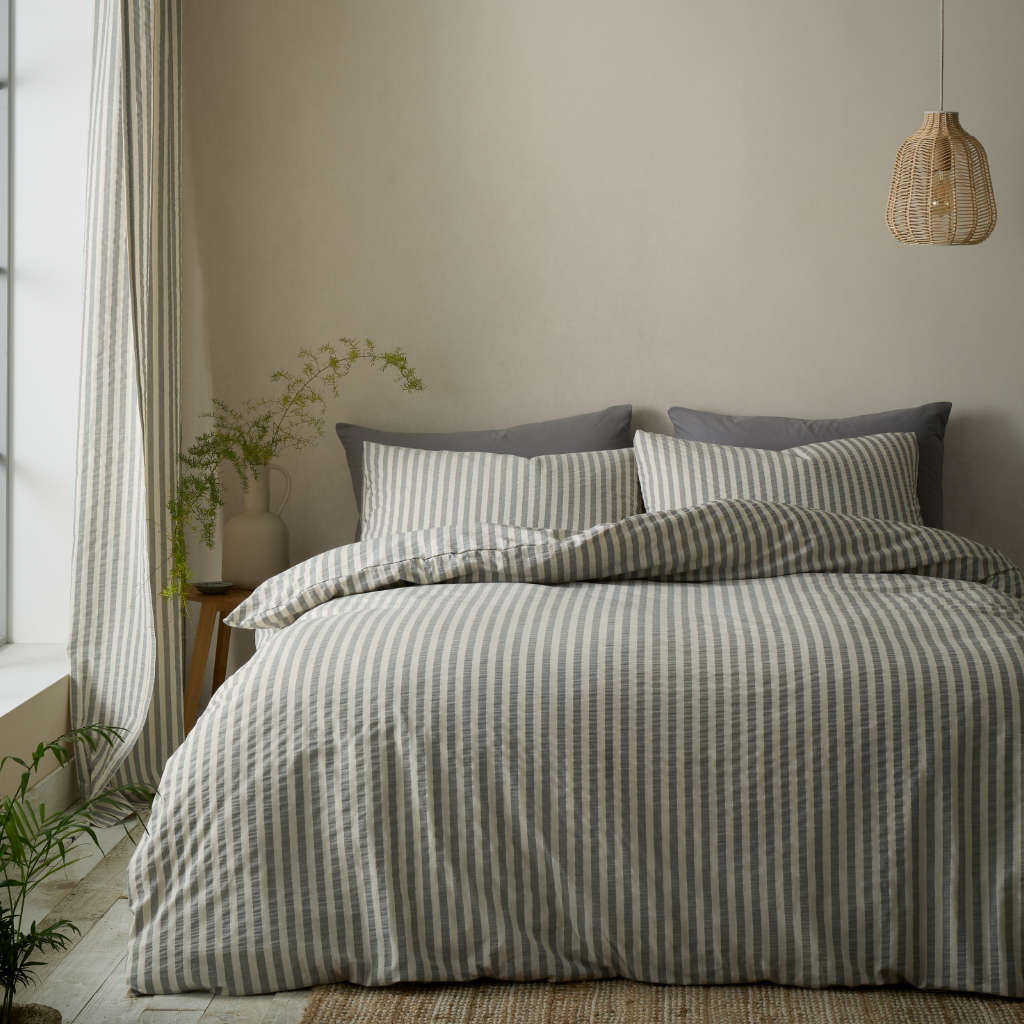 Woven Stripe Grey Bedding Main Image
