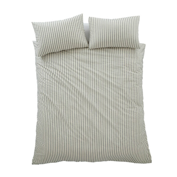 Woven Stripe Grey Bedding Overhead Image