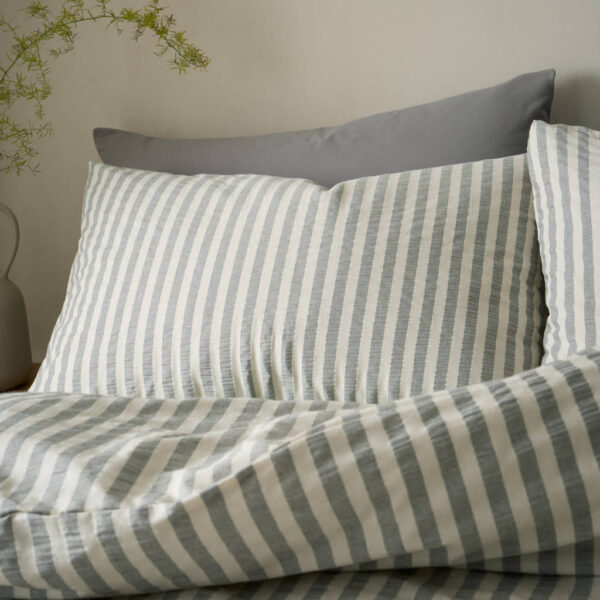 Woven Stripe Grey Bedding Pillowcase Image