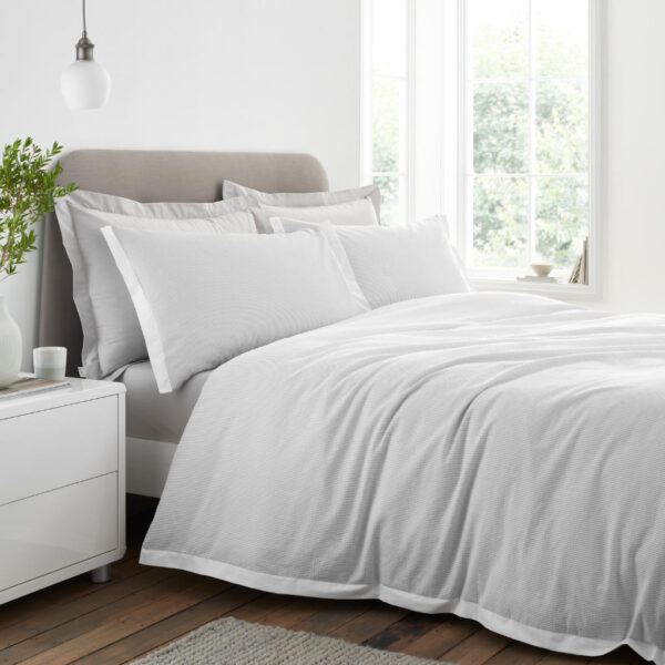 Woven Stripe Grey Bedding Seersucker Bianca Main Image
