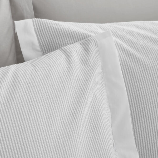 Woven Stripe Grey Bedding Seersucker Bianca Pillowcase Detail
