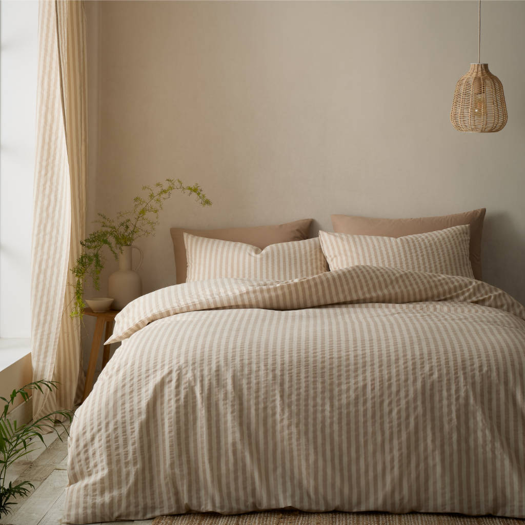 Woven Stripe Natural Bedding Main Image