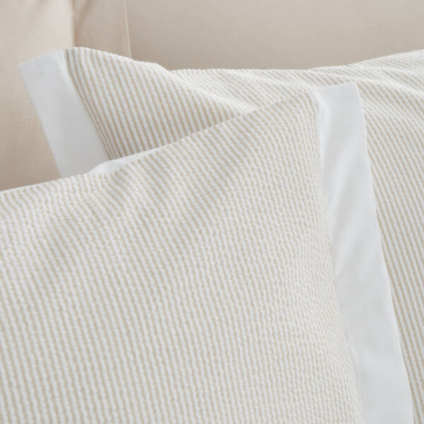 Woven Stripe Natural Bedding Seersucker Bianca Pillowcase Detail