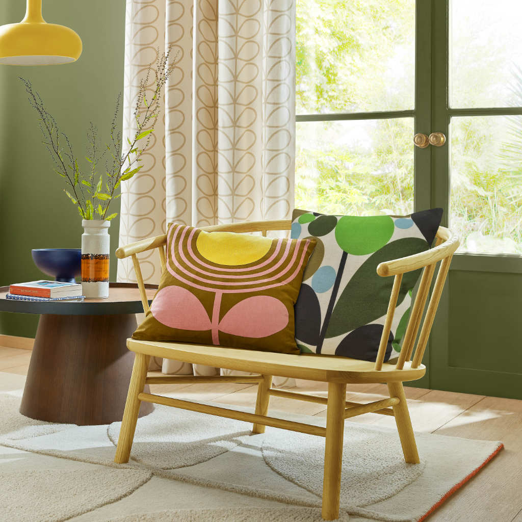 Bubble Flower Evergreen Cushion By Orla Kiely