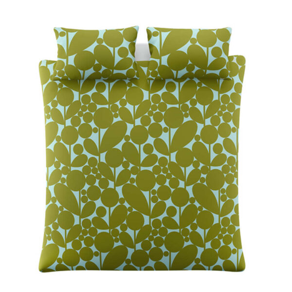 Orla Kiely Bubble Flower Aqua and Seagrass Duvet Cover Set Overhead Image