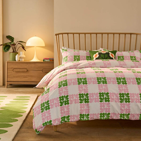 Orla Kiely Floret Check Dill Pink Duvet Cover Set