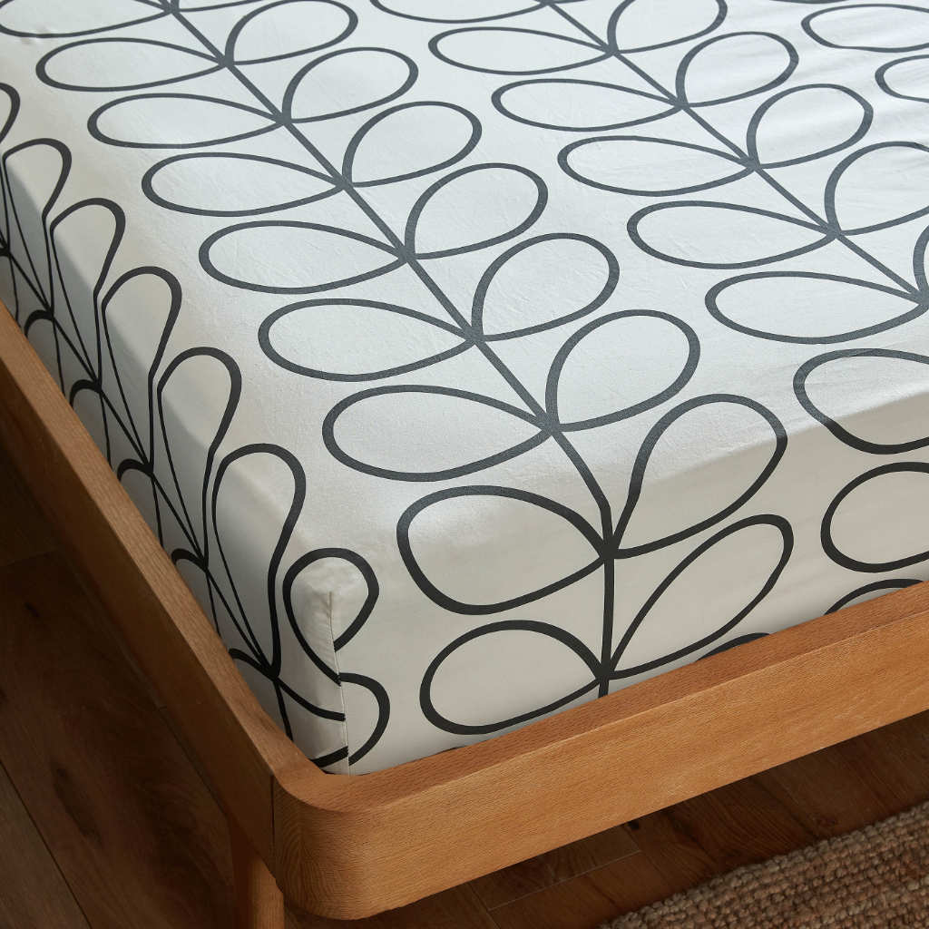 Orla Kiely Linear Stem Charcoal Fitted Sheet