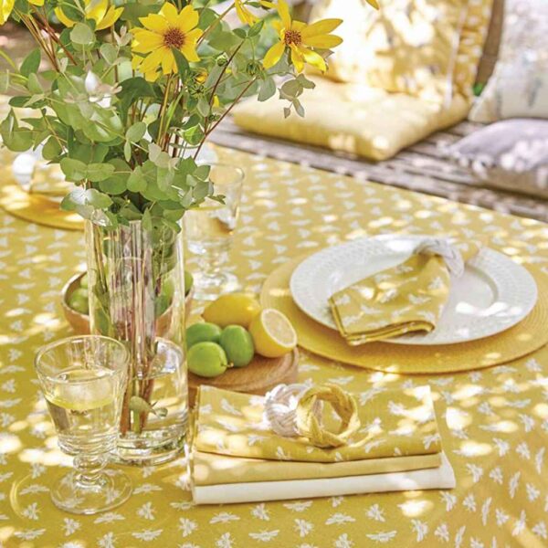Walton & Co Bee Ochre Cotton Table Setting