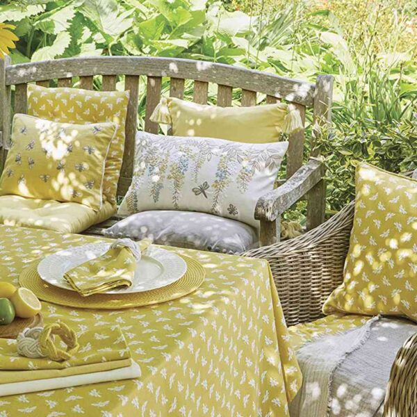 Walton & Co Bee Ochre Cotton Table Setting Lifestyle Image