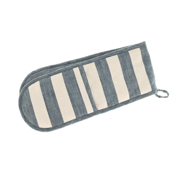 Walton & Co Wide Stripe Flint Blue Double Oven Glove