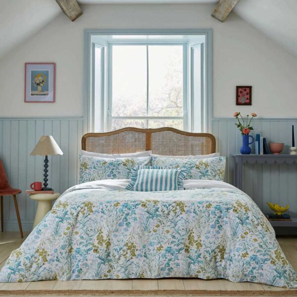 Helena Springfield Foxglove Print Aqua Cotton Duvet Cover Set