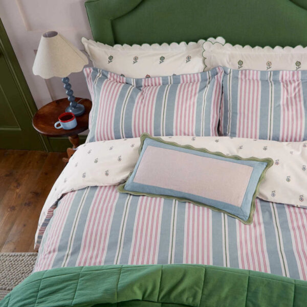 Joules Come Rain or Shine Stripe Multi Duvet Cover Set Overhead Image