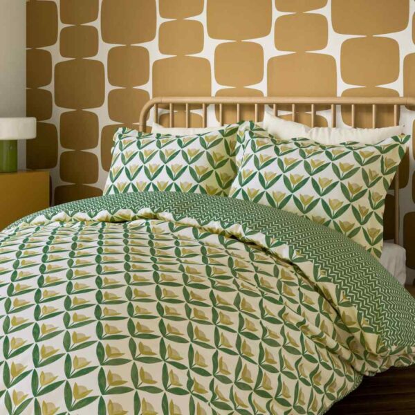 Scion Tulip Trellis Lemon Duvet Cover Set Close Up Image