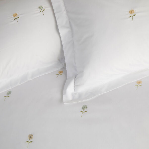 Sophie Allport Embroidered Sunflowers White Duvet Cover Set Close Up Image