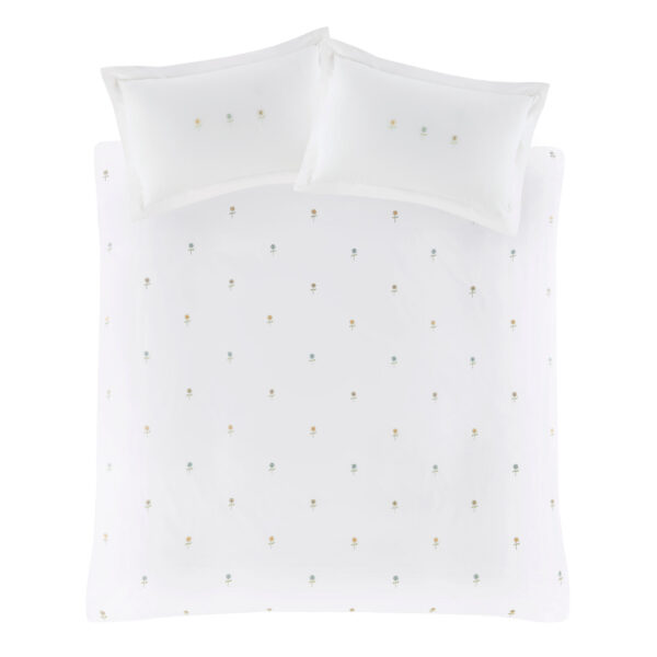 Sophie Allport Embroidered Sunflowers White Duvet Cover Set Overhead Image