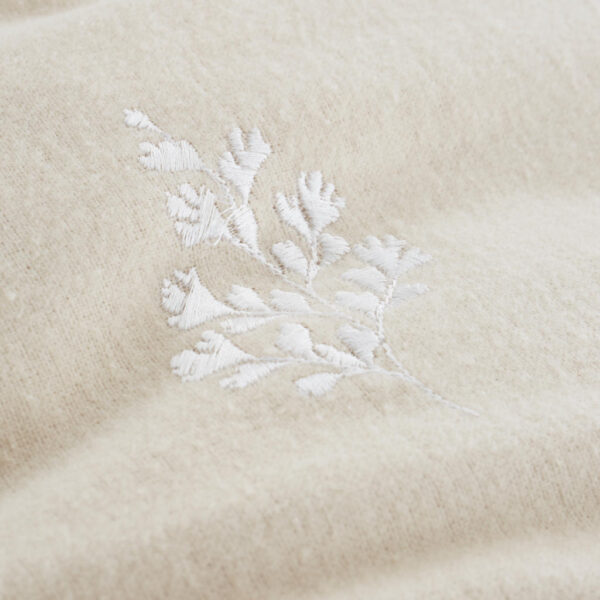 Brushed Embroidery Leaf Bedding Natural Detail Image Bianca