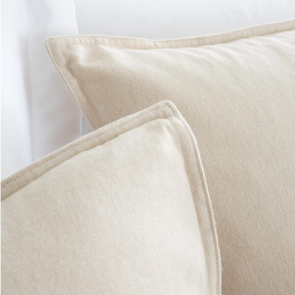 Brushed Embroidery Leaf Bedding Natural Pillowcase Close Up Image Bianca