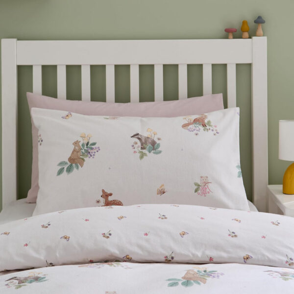 Brushed Forest Friends Cream Pillowcase