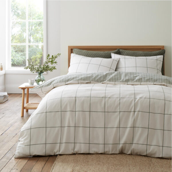 Brushed Regal Check Bedding Green Bianca Main Image