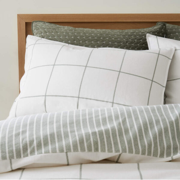 Brushed Regal Check Bedding Green Bianca Pillowcase Image