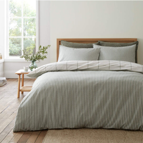 Brushed Regal Check Bedding Green Bianca Reverse Image