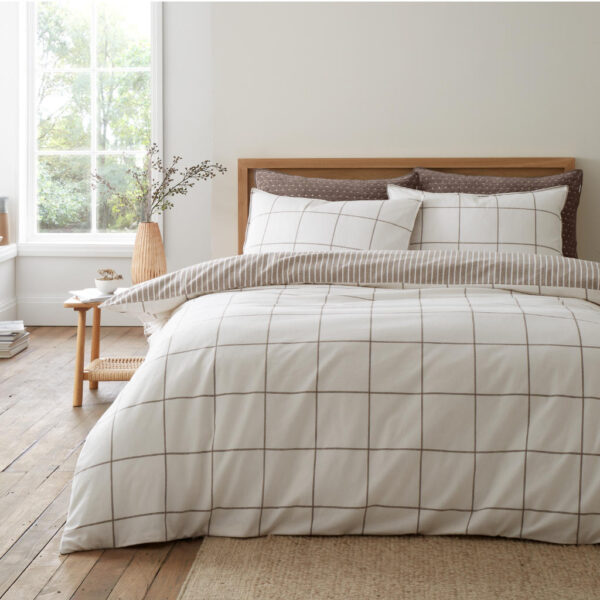 Bianca Brushed Regal Check Bedding Mole Main Image