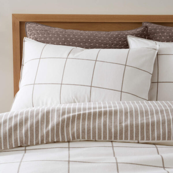 Bianca Brushed Regal Check Bedding Mole Pillowcase Image