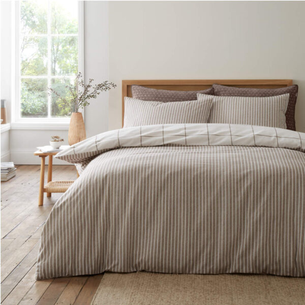 Bianca Brushed Regal Check Bedding Mole Reverse Image
