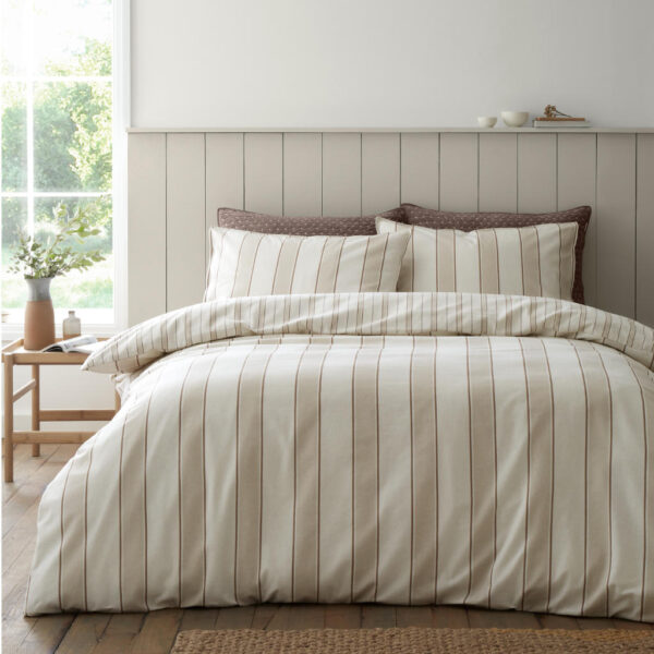 Brushed Regal Stripe Bedding Natural Main Image Bianca