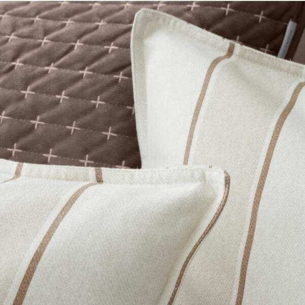 Brushed Regal Stripe Bedding Natural Pillowcase Close Up Image Bianca