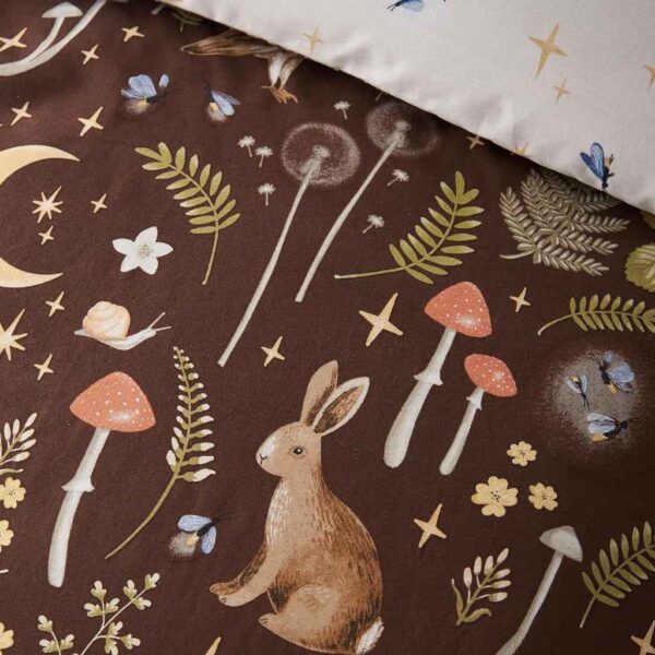 Catherine Lansfield Enchanted Twilight Chocolate Duvet Cover Set Close Up Image