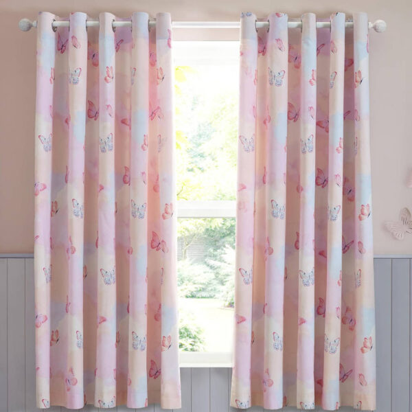 Ombre Butterflies Pink Curtains