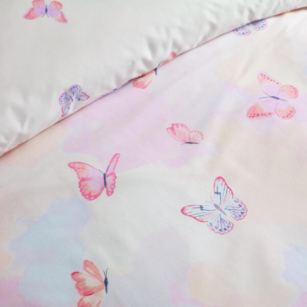 Ombre Butterflies Pink Duvet Cover Set Close Up Image