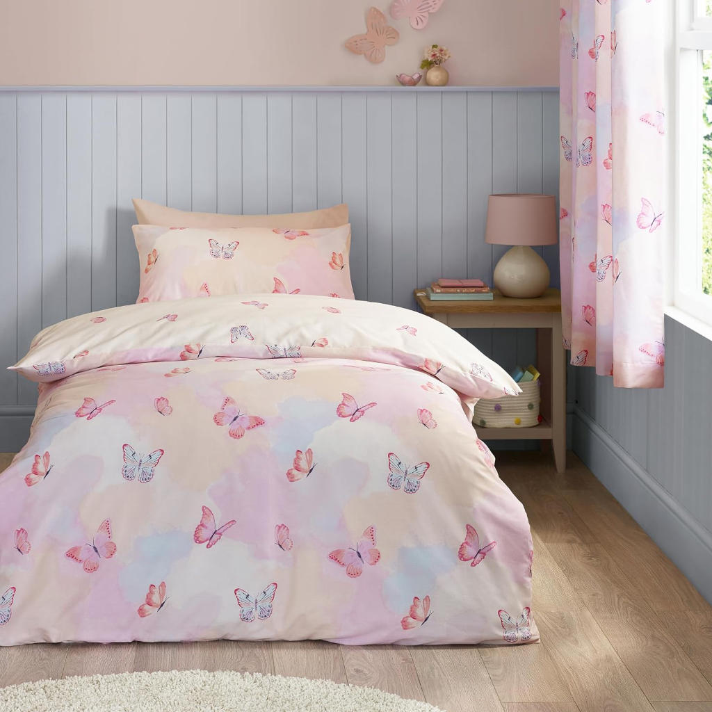 Ombre Butterflies Pink Duvet Cover Set