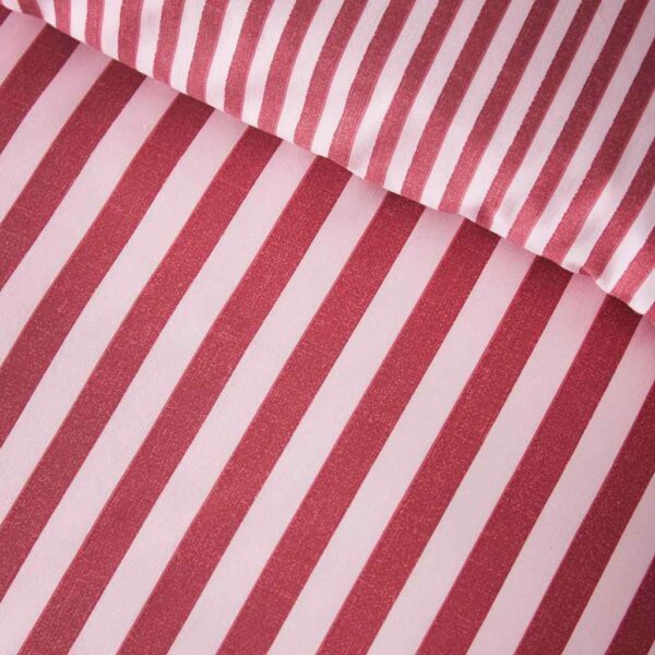 Catherine Lansfield Epping Textured Stripe Burgundy Duvet Cover Set Close Up Image