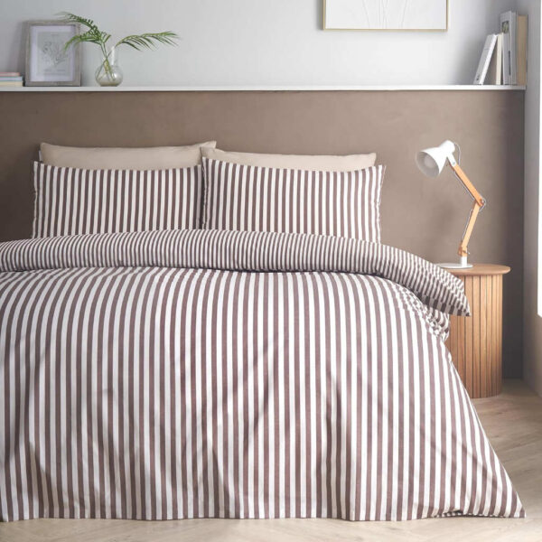 Epping Textured Stripe Chocolate duvet cover set