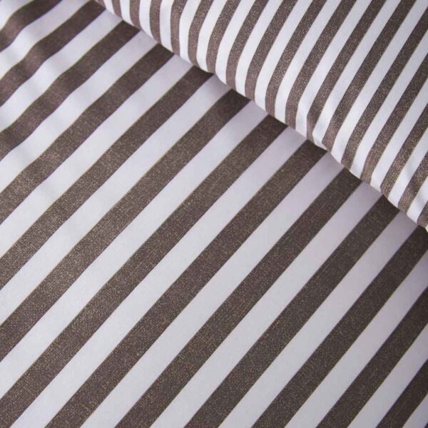 Epping Textured Stripe Chocolate duvet cover set Close Up Image