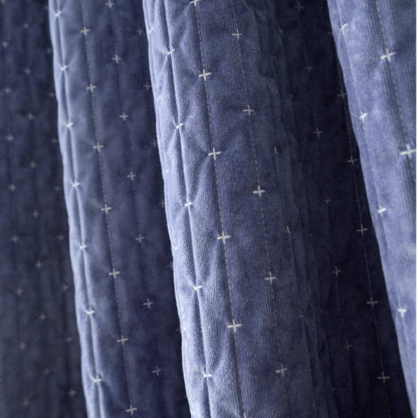 Attica Velvet Blue Curtains Bianca Detail Image