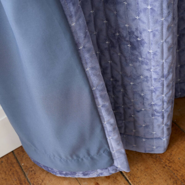 Attica Velvet Blue Curtains Bianca Liner Image
