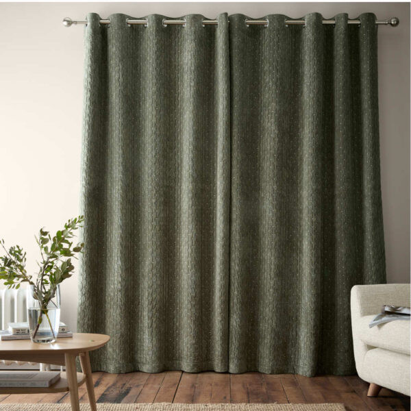 Attica Velvet Green Curtains Bianca Closed Image