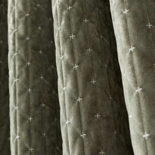 Attica Velvet Green Curtains Bianca Detail Image