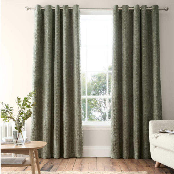 Attica Velvet Green Curtains Bianca Main Image