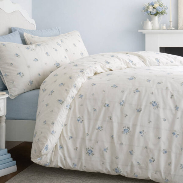 Biance Bedding Vintage Rose Bud Lace Blue Main Image