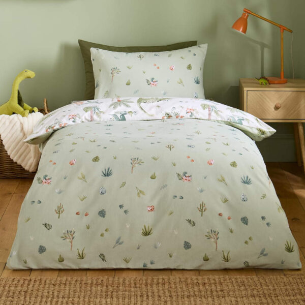 Brushed Sleepy Dino Cream Duvet Cover Set Reverse Image
