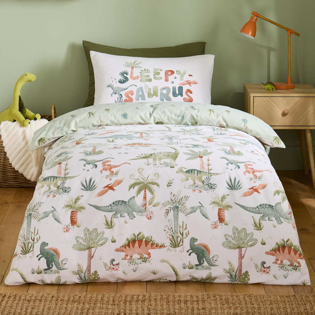 Brushed Sleepy Dino Cream Duvet Cover Set